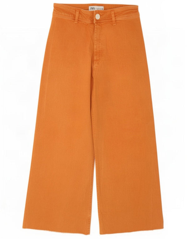 Zara Damen The Marine Crop Straight Jeans EU 40 Medium W30 L25 Orange