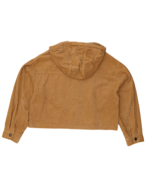 Zara Γυναικείο Crop Hooded Oversized κοτλέ μπουφάν UK 10 Small Beige βαμβακερό