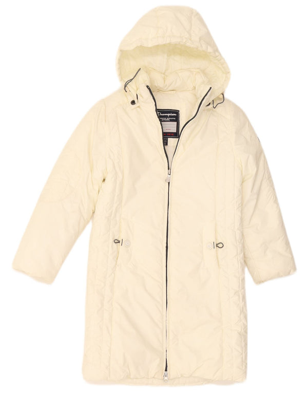 Champion Piger hættepolstret frakke 4-5 år XS Off White Polyamid