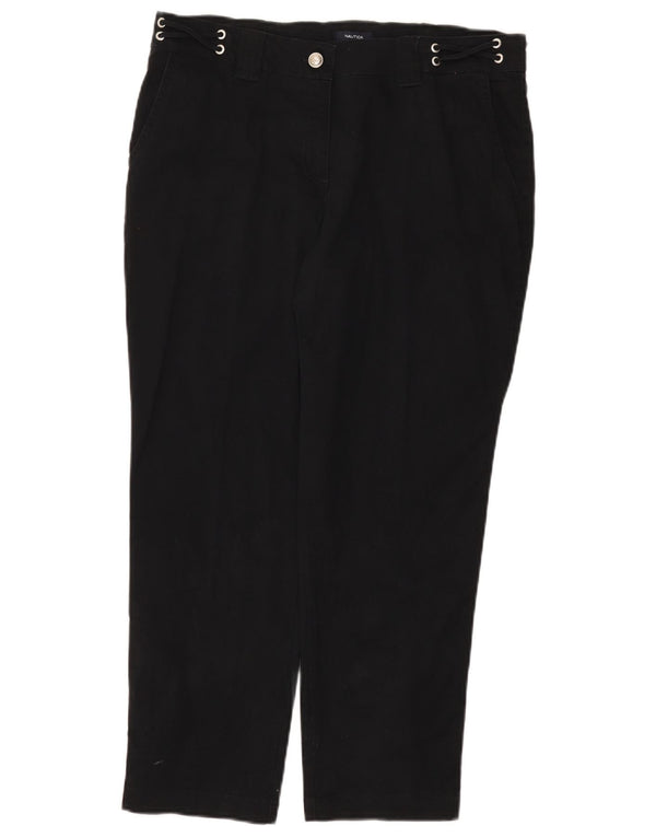 Pantaloni cropped slim da donna Nautica US 12 Large W34 L26 cotone nero