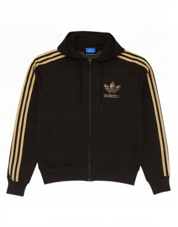 Adidas Damen Graphic Zip Hoodie Pullover UK 14 Mittelschwarzes Polyester