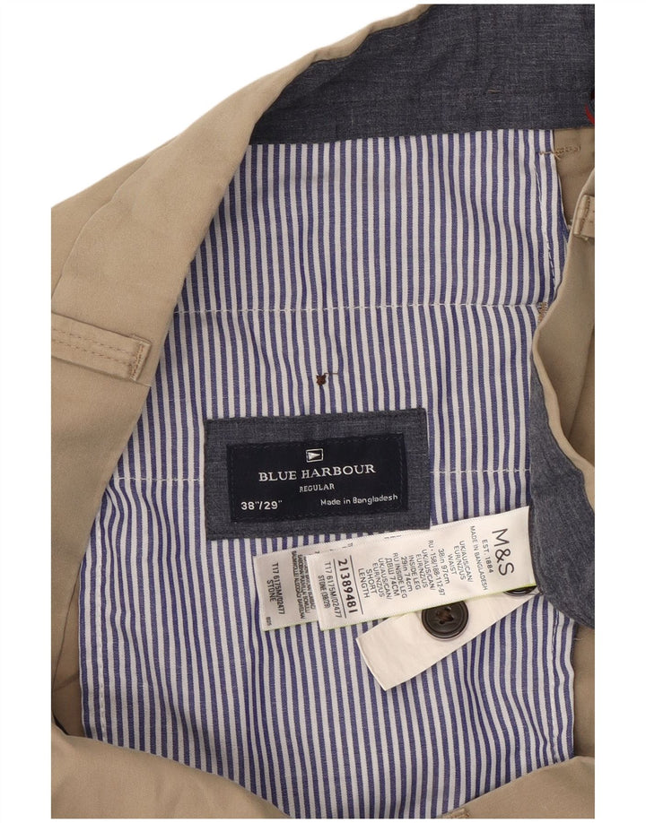 MARKS & SPENCER Mens Blue Harbour Straight Suit Trousers W38 L29 Beige