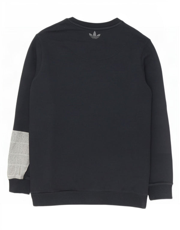 Adidas Mens Graphic Sweatshirt Jumper Large Black Colourblock Cotton