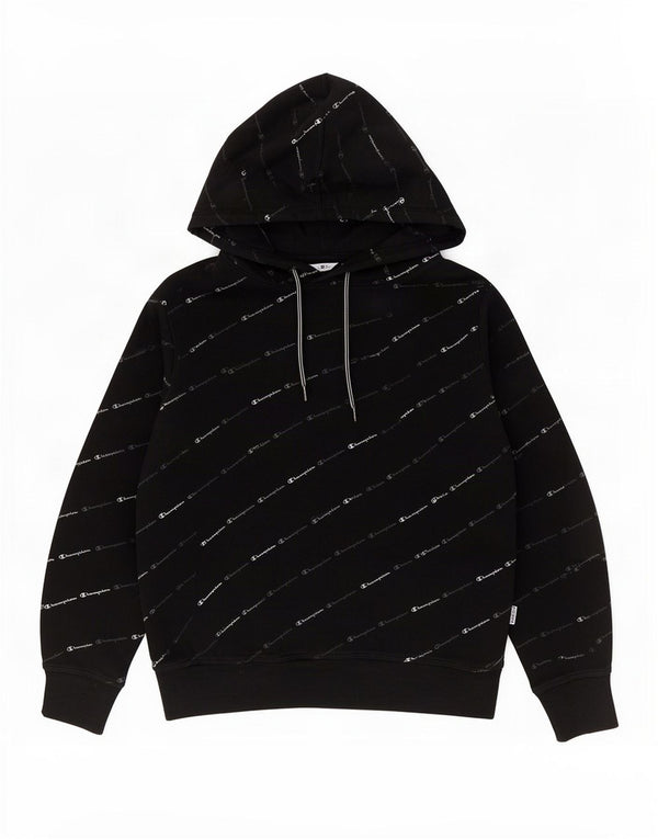 Champion Womens Graphic Hoodie Jumper UK 10 Small Black Cotton