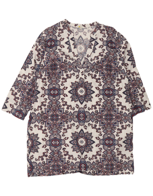 Abito a tunica con maniche a 3/4 da donna Boden UK 18 XL Cotone Paisley bianco