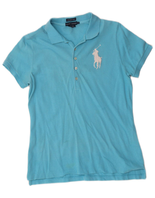 Polo skinny da donna Ralph Lauren UK 14 grande cotone blu