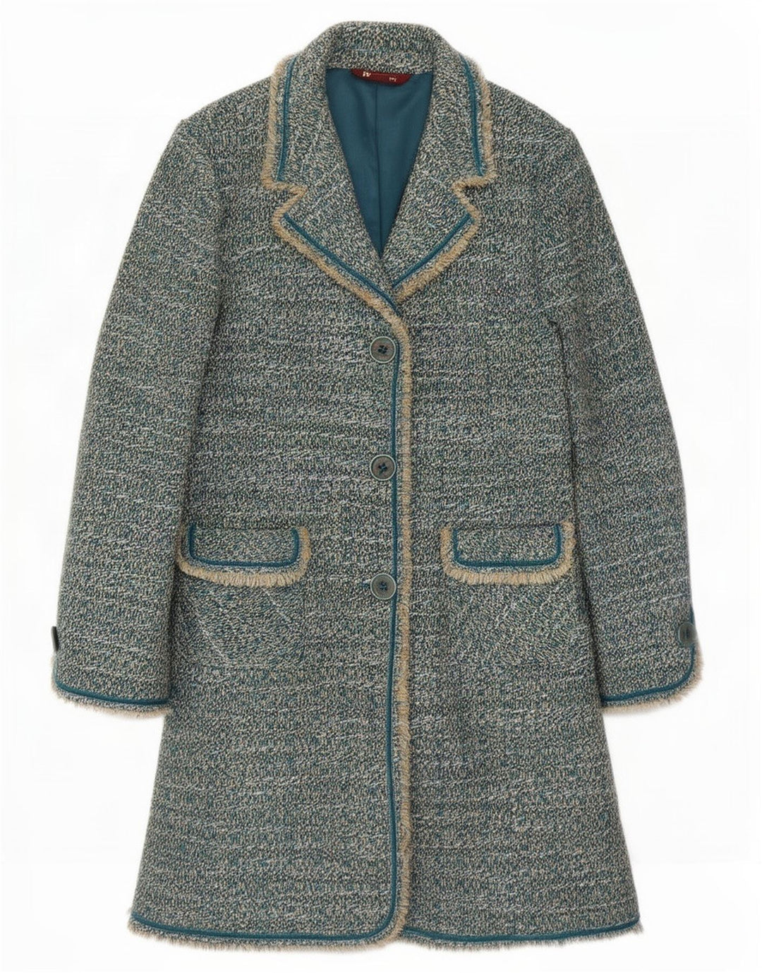 Monsoon Womens Overcoat UK 14 Medium Blue Flecked Acrylic