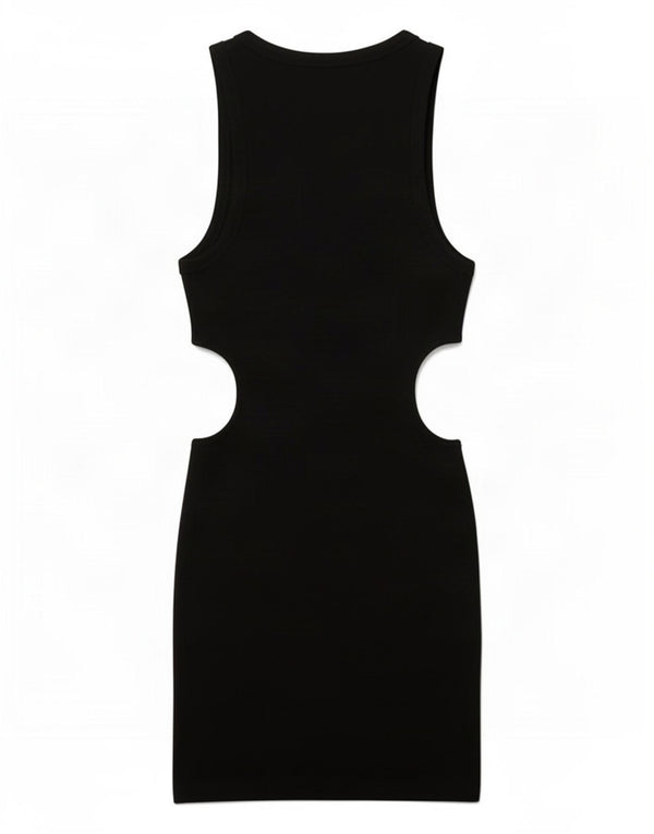 Zara Γυναικείο Αμάνικο φόρεμα Bodycon UK 12 μεσαίο μαύρο βαμβακερό