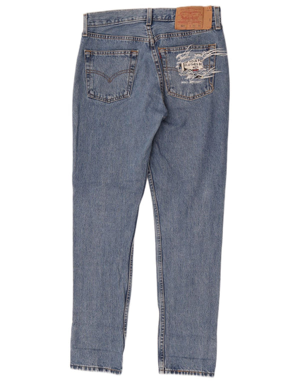 Levi's Womens 501 Distressed Straight Jeans W30 L30 Blå Bomuld