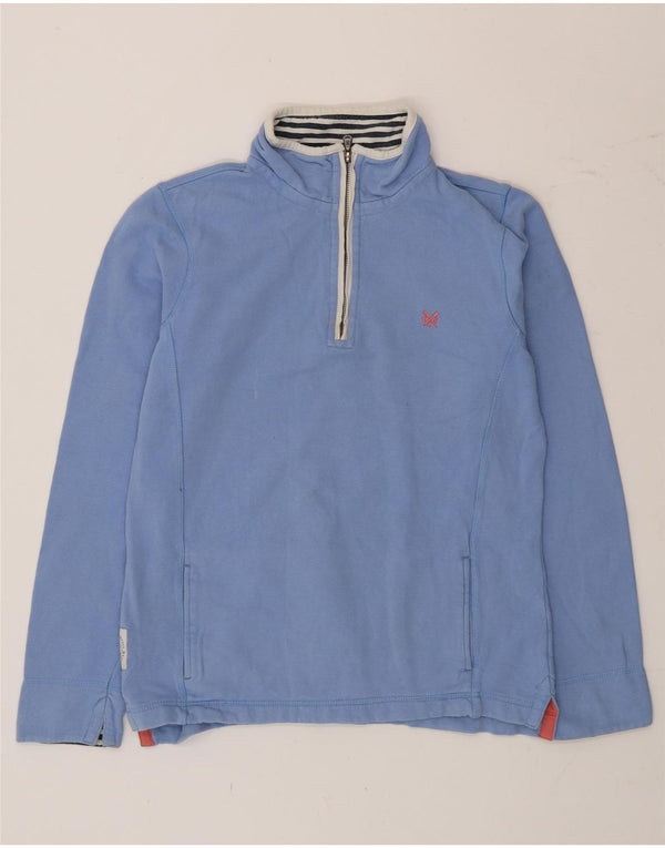 Crew Clothing Womens Zip Neck Sweatshirt Jumper UK 10 Small Blue Cotton
