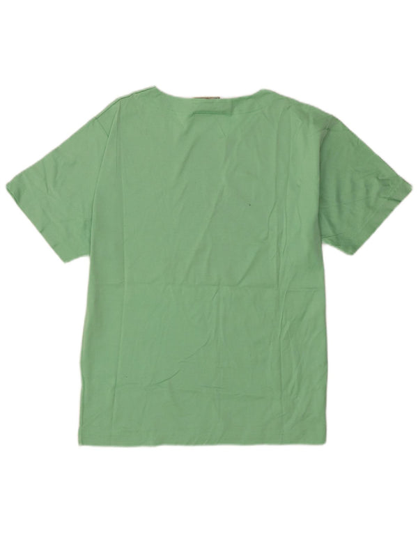 Vintage Womens Graphic T-Shirt Top IT 46 Large Green Floral Cotton