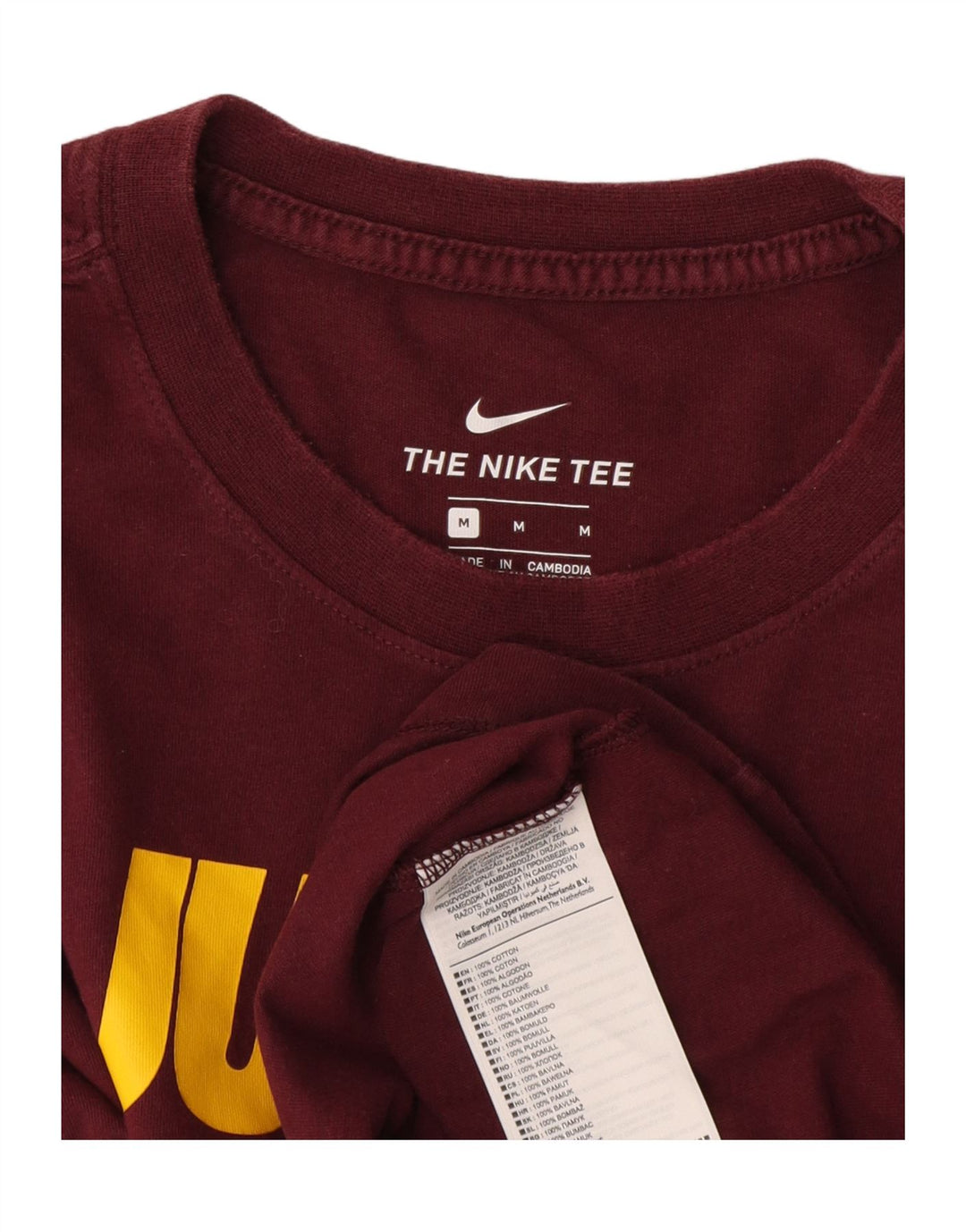 Nike Mens Graphic T-Shirt Top Medium Burgundy Cotton