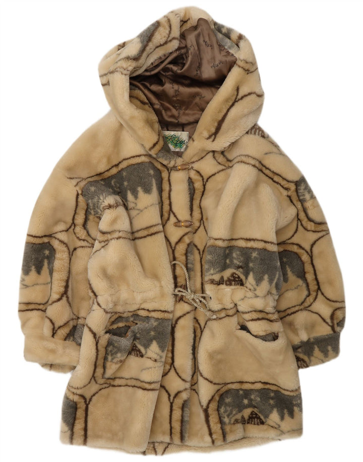 Verde Piu Manteau à capuche surdimensionné pour femme IT 42 Beige moyen géométrique
