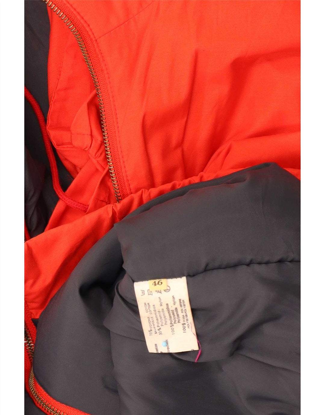 Vintage Womens Hooded Oversized Windbreaker Jacket EU 46 XL Red Cotton