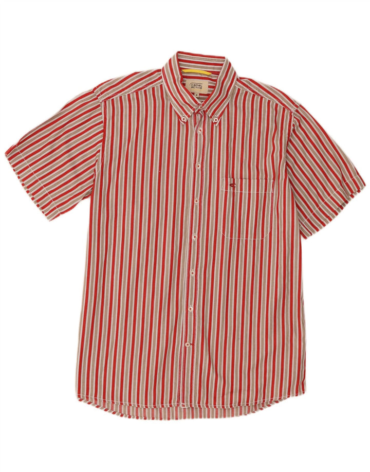 Camisa de manga corta para hombre Camel Active Algodón de rayas rojo medio