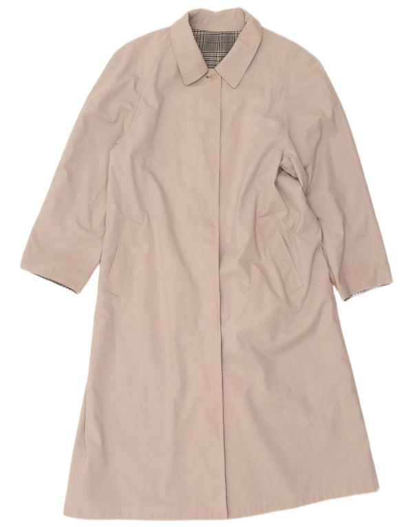 vintage Femmes Réversible Pardessus UK 12 Beige Moyen