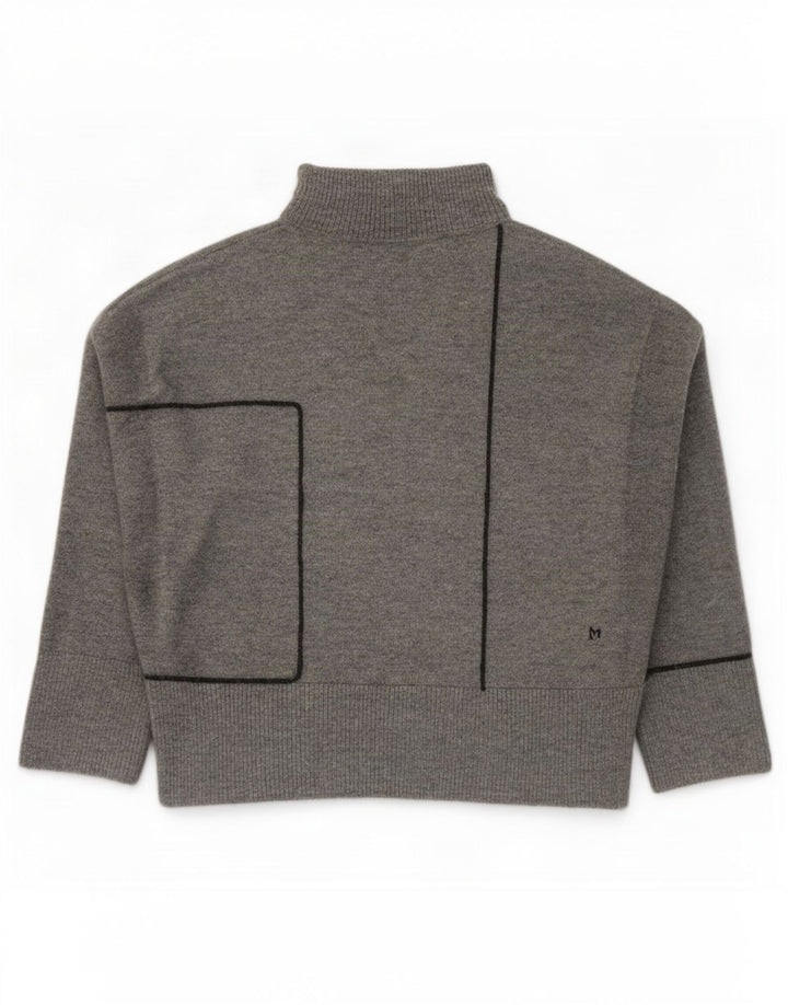 Damski sweter oversize Zara z wywijanym dekoltem UK 14, średni szary akryl