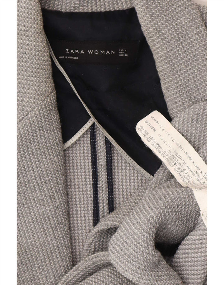 Zara Chaqueta Blazer De 1 Botón Para Mujer UK 46 Poliéster Gris Grande