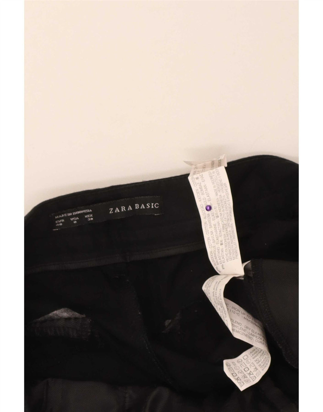 Zara Dame Cropped Trousers EU 40 Medium W30 L24 Sort Bomuld