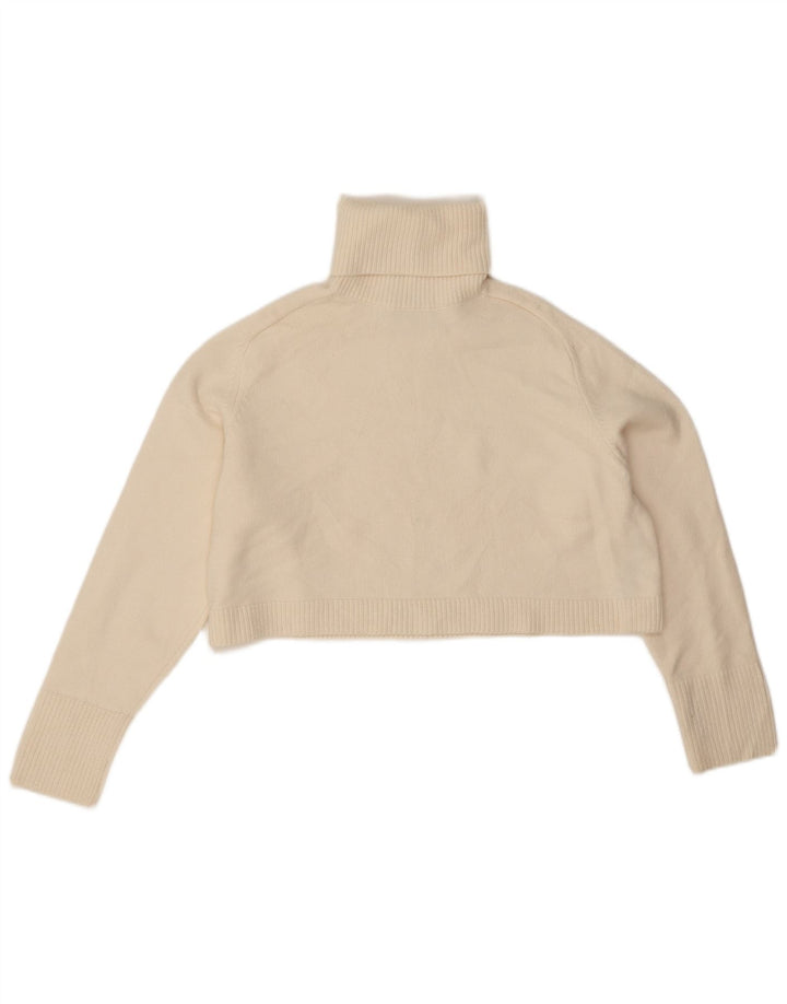 Zara Womens Crop Oversized Roll Neck Jumper Sweater UK 14 Medium Off White