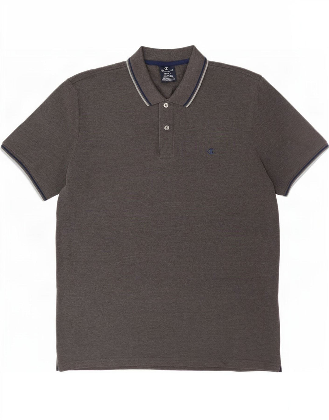 Champion Polo Homme Large Gris Rayé Coton