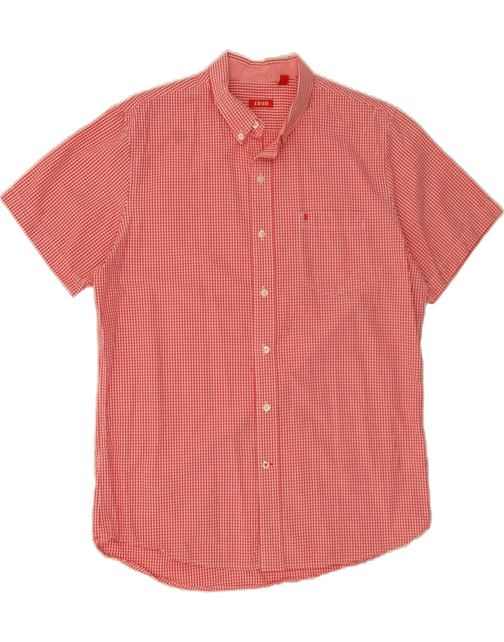 IZOD Mens Grant Fit Short Sleeve Shirt Large Red Gingham Cotton Vintage Izod and Second-Hand Izod from Messina Hembry 