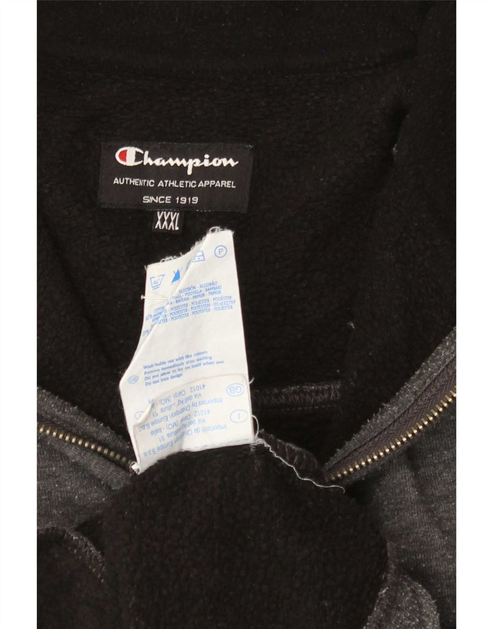 Champion Herre Zip Neck Sweatshirt Jumper 3XL Grå Bomuld