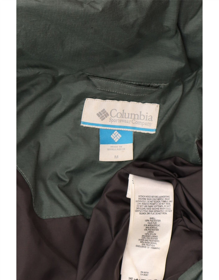 COLUMBIA Womens Hooded Padded Coat UK 12 Medium Green Polyester