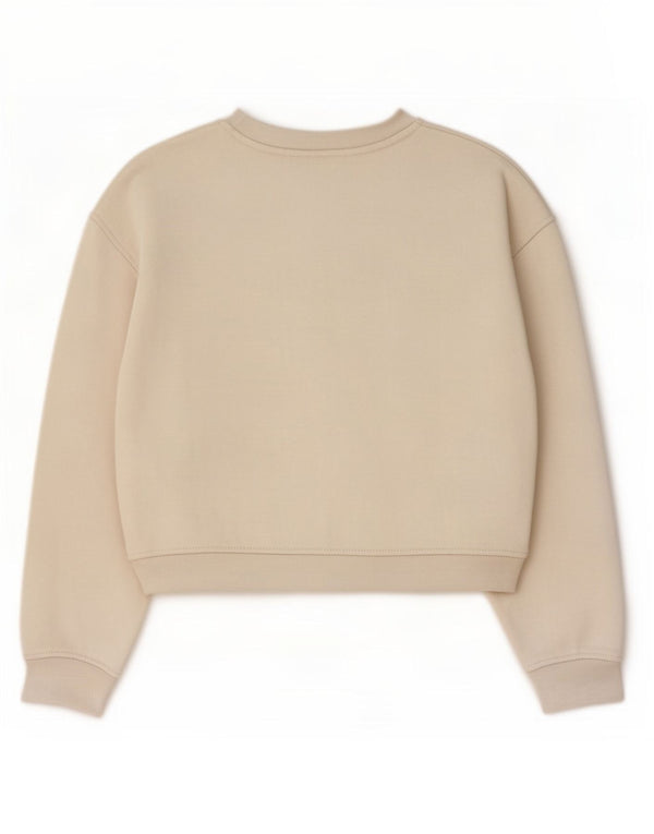 Zara Womens Crop Sweatshirt Jumper UK 14 Moyen Blanc Cassé Coton
