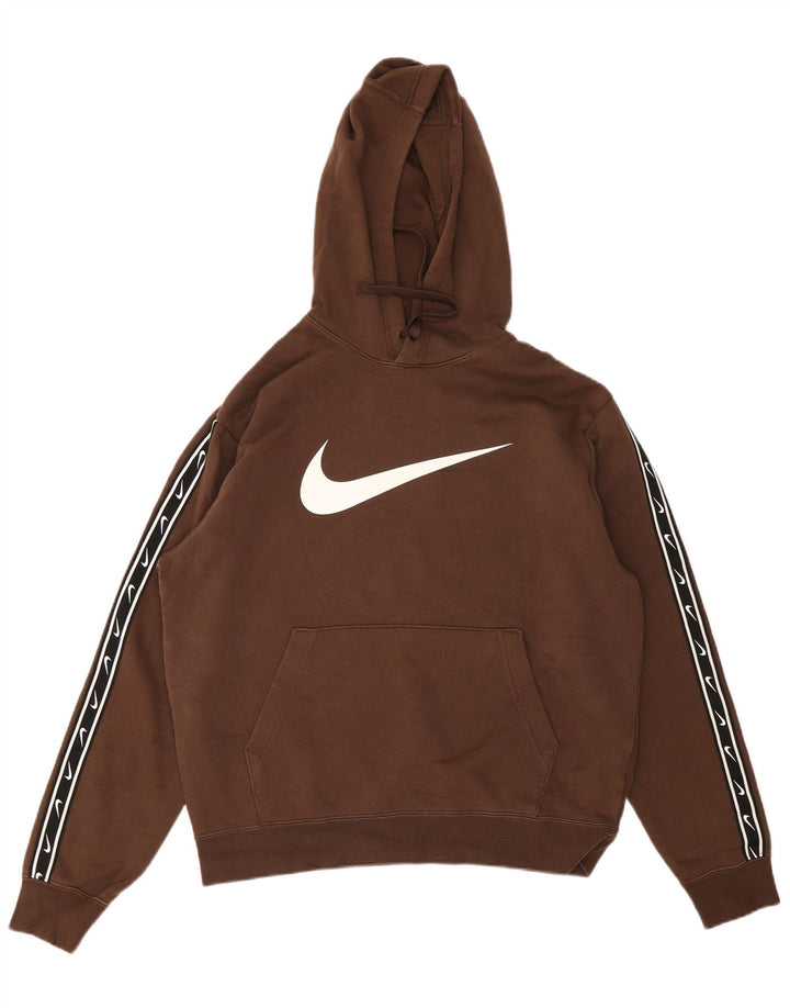 Nike Mens Graphic Hoodie Jumper Medium Brown Cotton