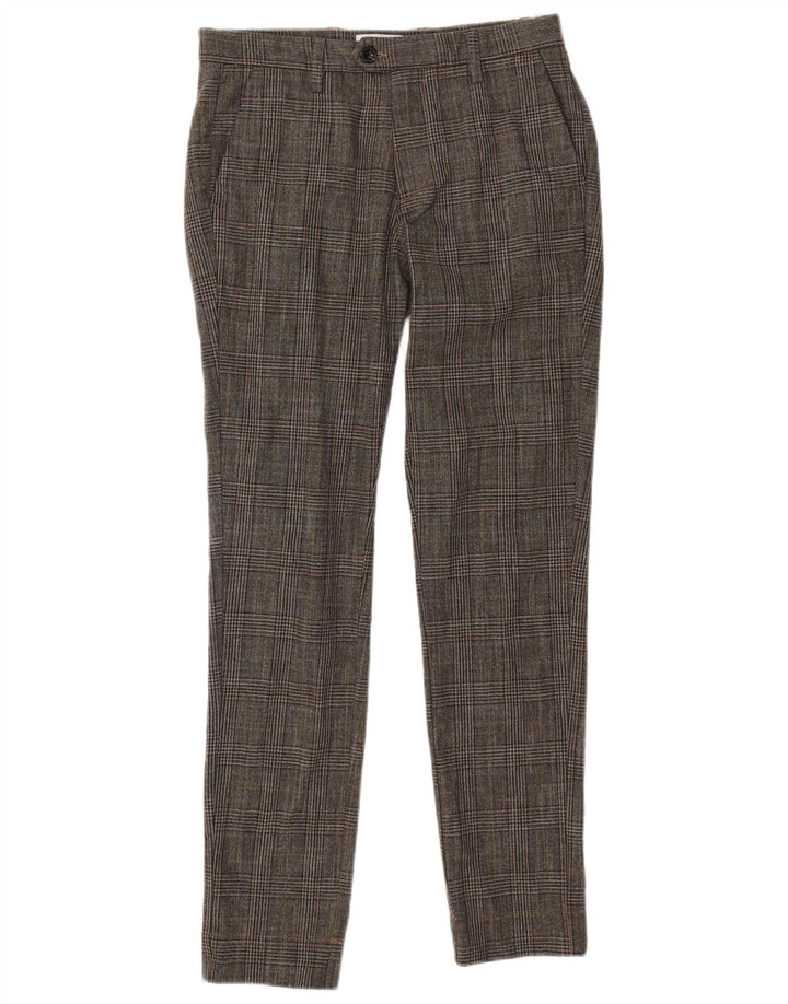 Jack & Jones Mens Slim Suit Trousers W30 L32 Grey Check Polyester
