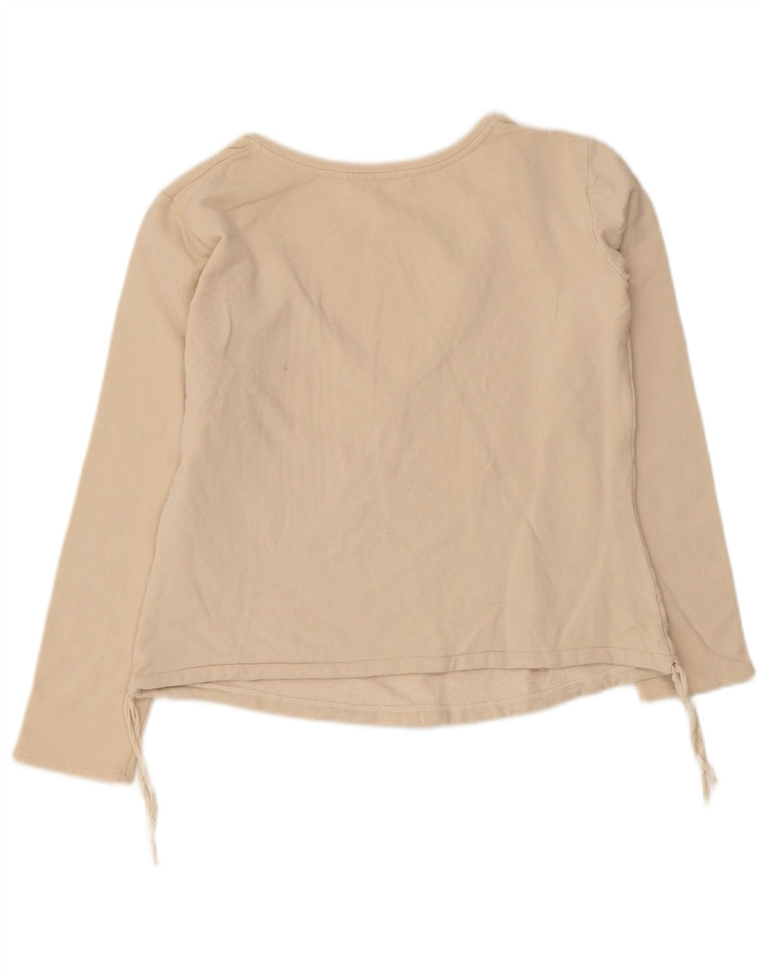 Max Mara Damen Top Langarm UK 10 Small Beige Baumwolle