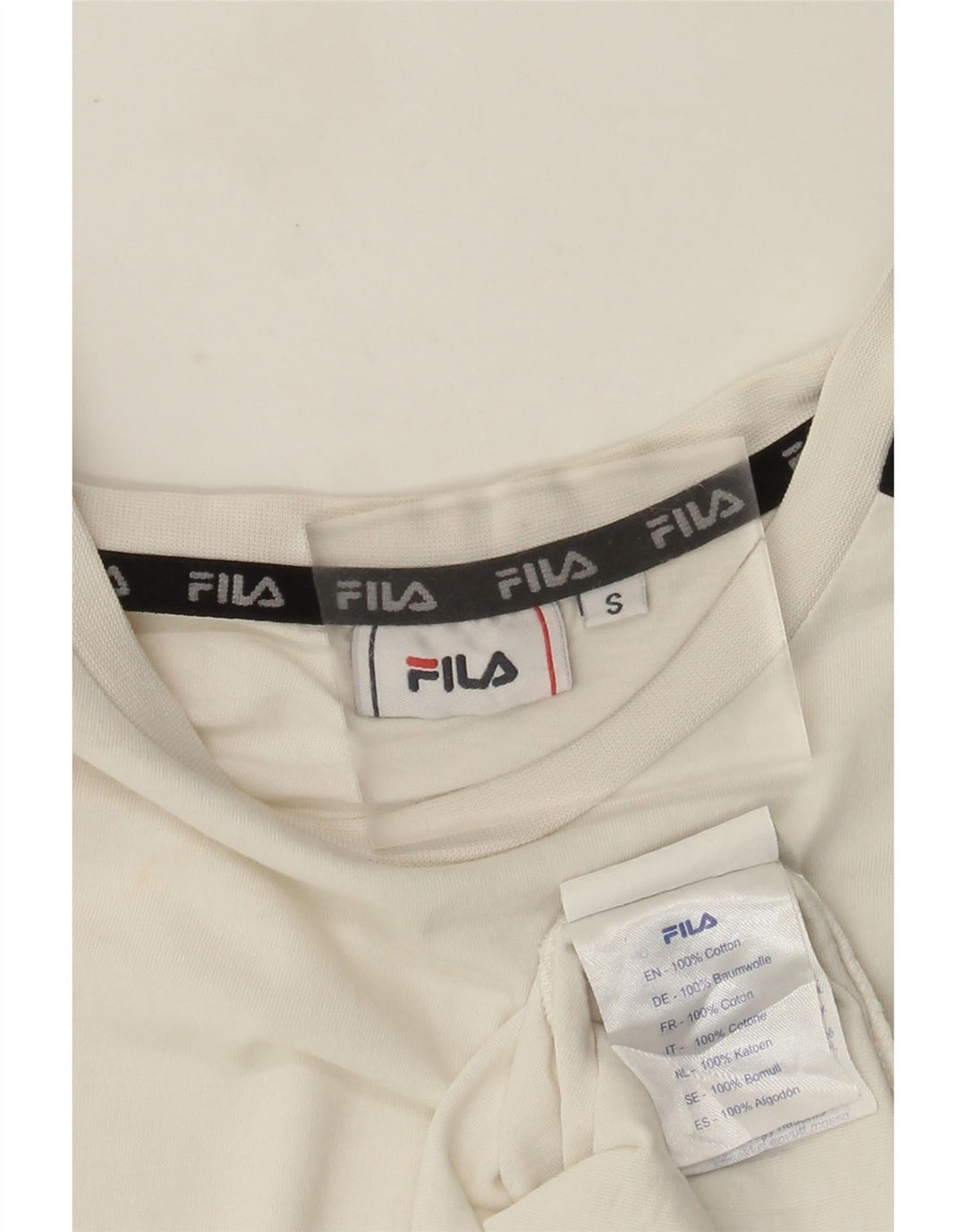 Fila Mens Graphic T-Shirt Top Small White Colourblock Cotton