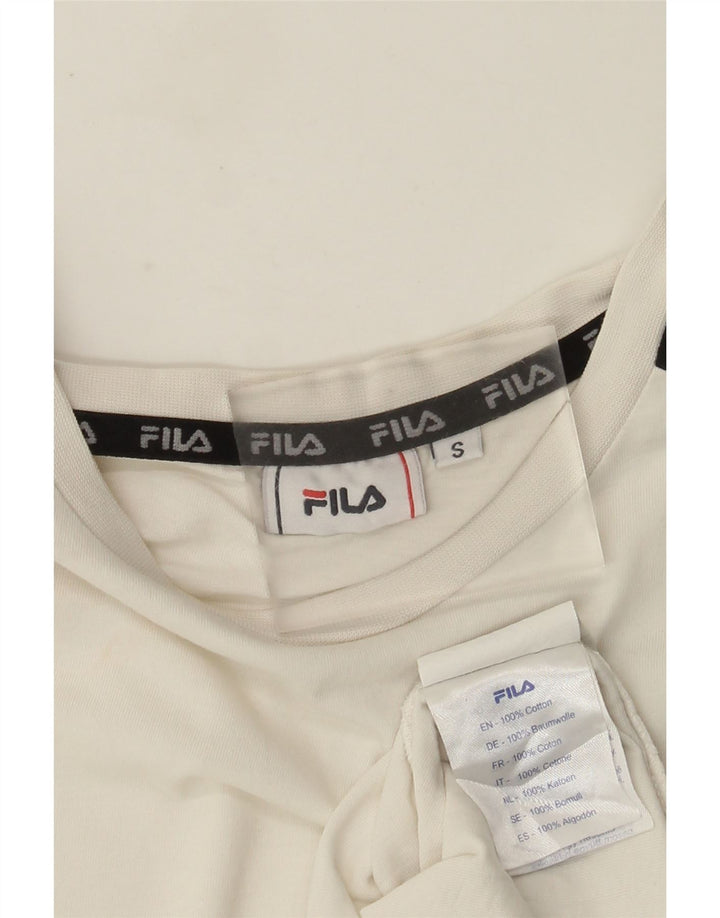 Fila Mens Graphic T-Shirt Top Small White Colourblock Cotton