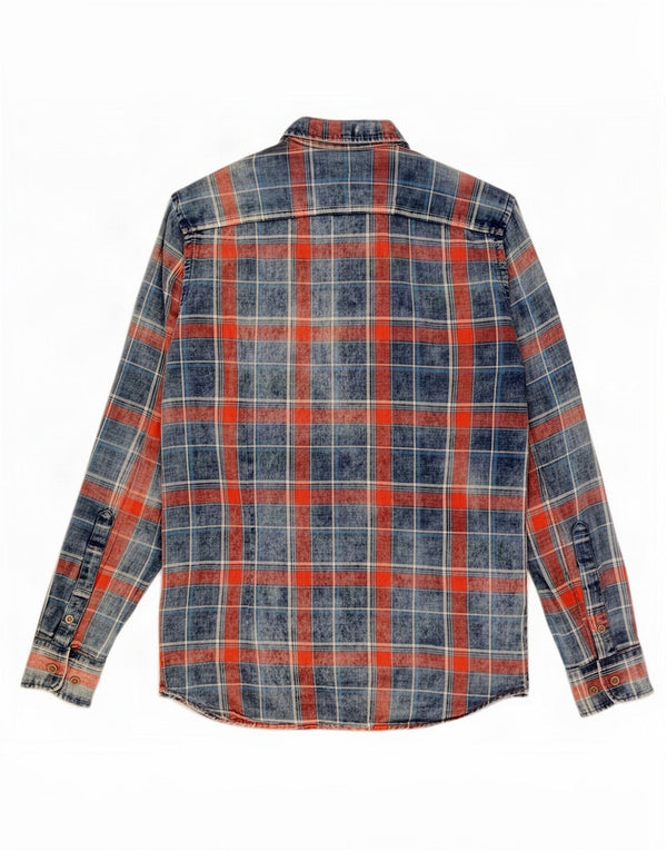 Ανδρικό φανελένιο πουκάμισο Marlboro Classics Extra Slim Fit Large Navy Blue Check