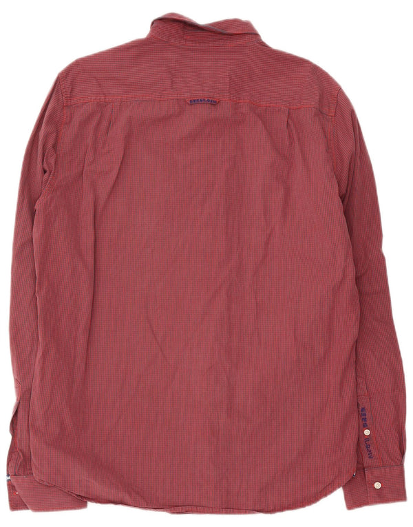 Camicia da uomo Superdry XL in cotone a quadri rossi