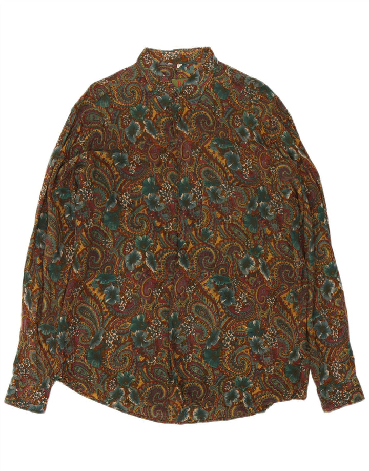 Vintage Mens Shirt Large Khaki Paisley