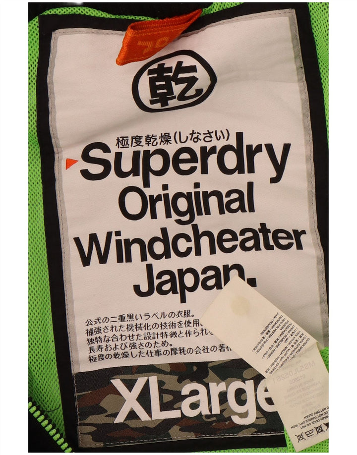 Superdry Mens Windcheater Windbreaker Jacket UK 42 XL Black Nylon