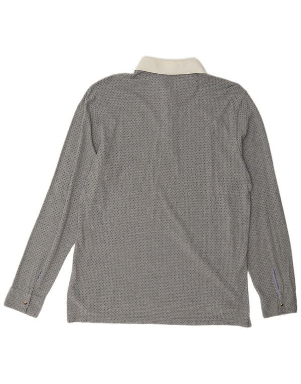 Cămașă polo Massimo Dutti pentru bărbați, cu mânecă lungă, cu formă lejeră, XL, bumbac cu pete gri