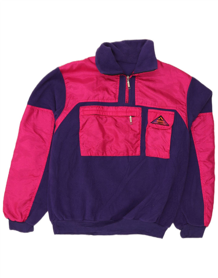 AESSE Dame Oversized 1/4 Zip Anorak Jacket UK 14 Medium Pink Colourblock