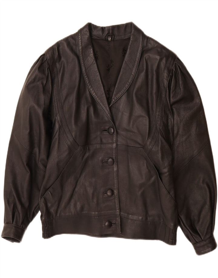 Vintage Womens Leather Jacket IT 42 Medium Black