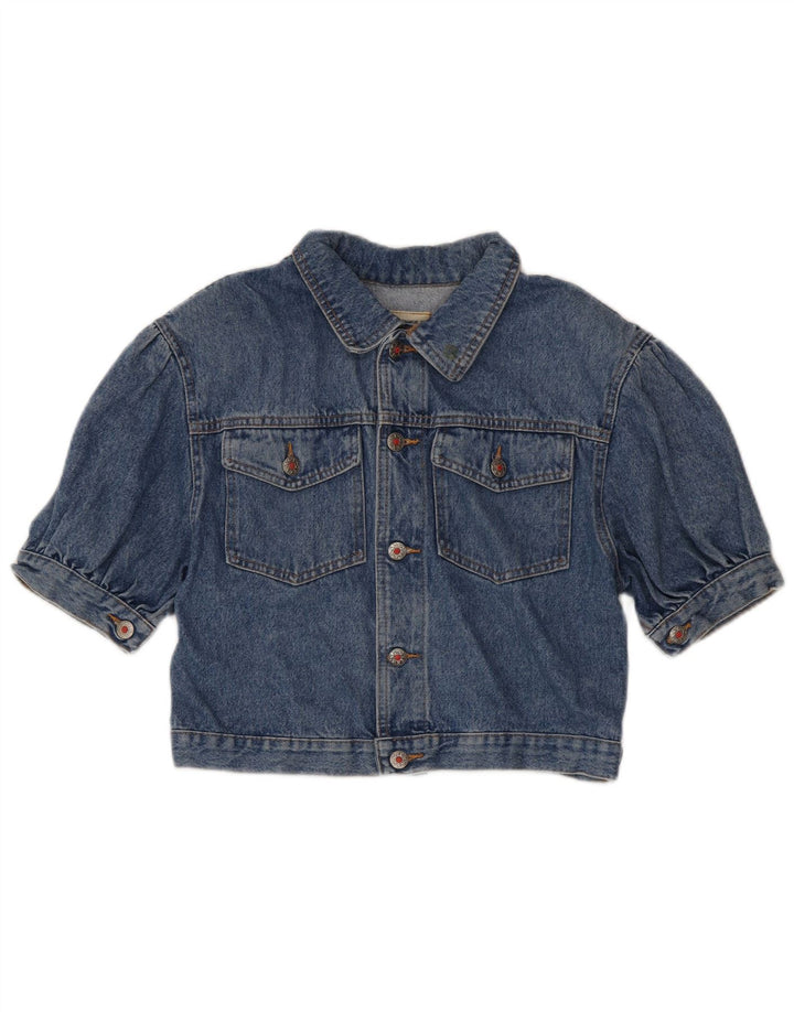Giacca in denim a maniche corte corta da donna Fly Time IT 42 Cotone blu medio