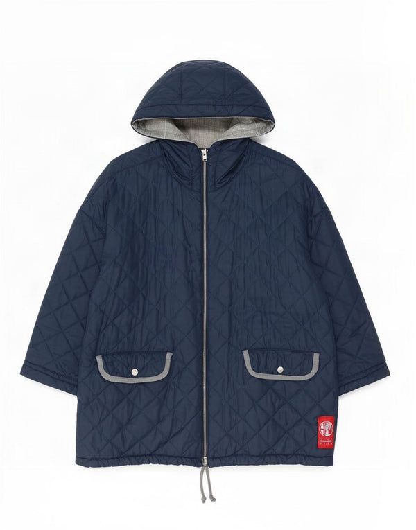Belfe & Womens Oversized Reversible Quilted Jacket UK 14 Medium Navy Blue