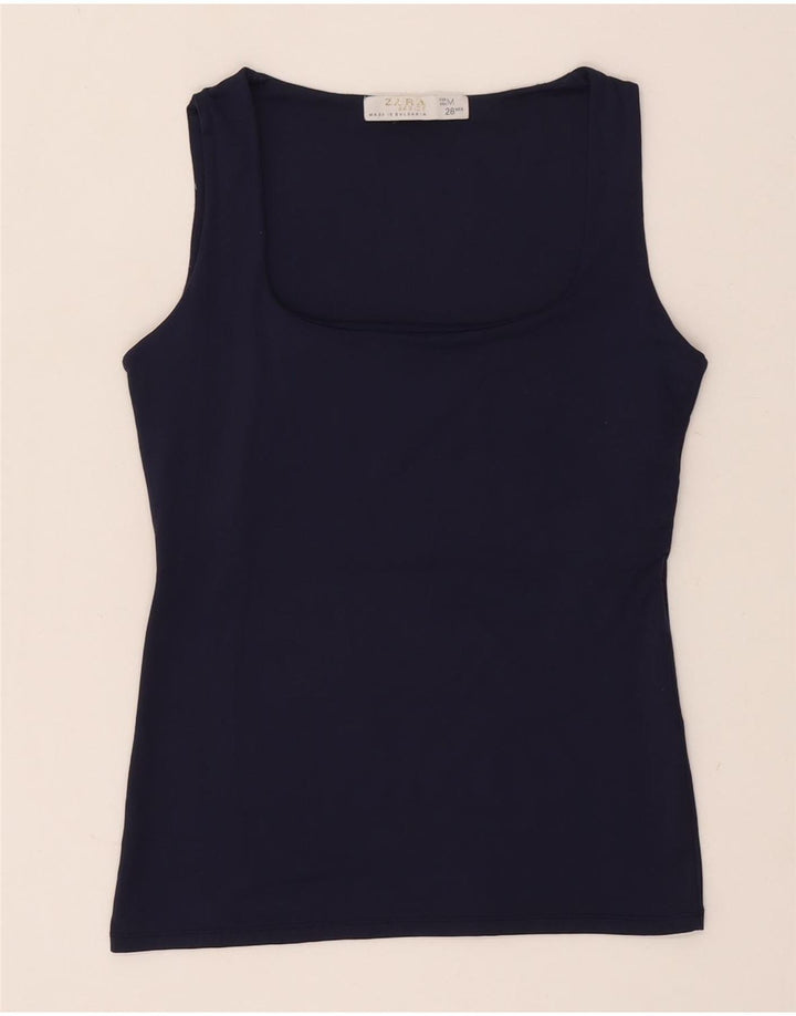 Zara Mujer Chaleco Top UK 12 Medium Azul Marino
