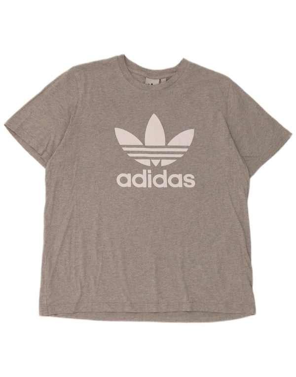 Adidas Camiseta gráfica para hombre Top XL Algodón moteado gris