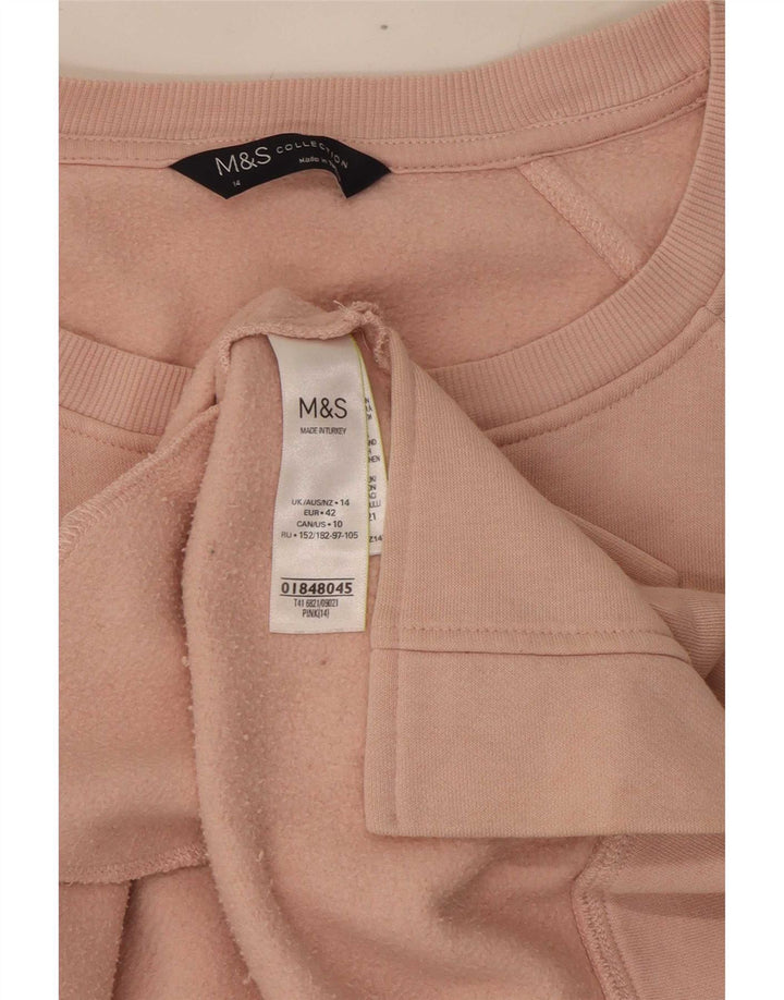 Marks & Spencer Womens Sweatshirt Jumper UK 14 Large Pink Cotton