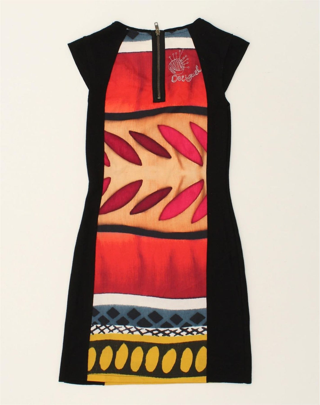 DESIGUAL Womens Sheath Dress UK 6 XS Black Colourblock Polyester | Vintage Desigual | Thrift | Second-Hand Desigual | Used Clothing | Messina Hembry 