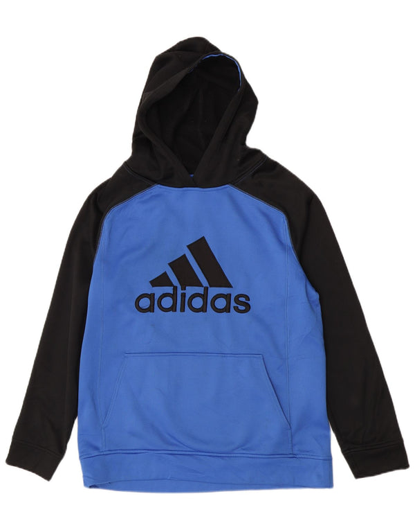 Adidas Jungen Kapuzenpullover mit Grafik, 13–14 Jahre, XL, blaues Farbblock-Polyester
