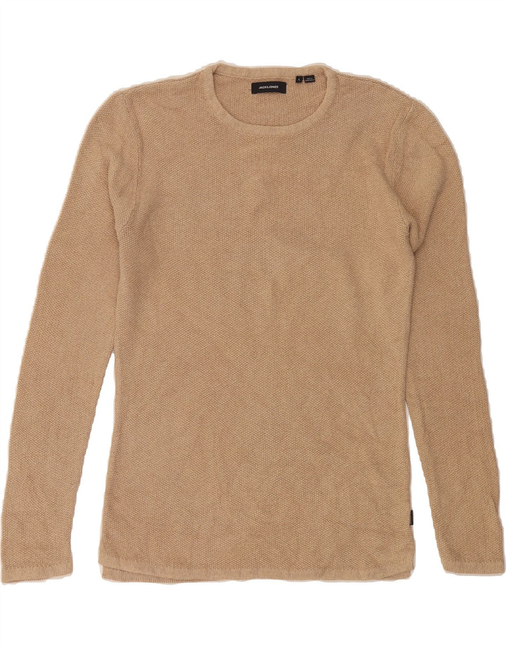 JACK & JONES Mens Crew Neck Jumper Sweater Large Beige Cotton Vintage Jack & Jones and Second-Hand Jack & Jones from Messina Hembry 