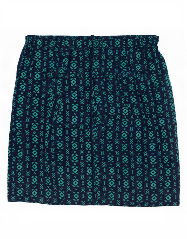 Marks & Spencer Womens A-Line Skirt UK 12 Medium W30 Navy Blue Geometric